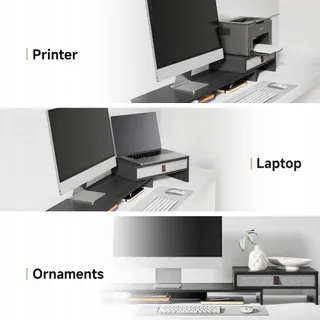 FENGE Dubbele Monitorstandaard met Lade Verstelbaar Zwart — miniatuur 4