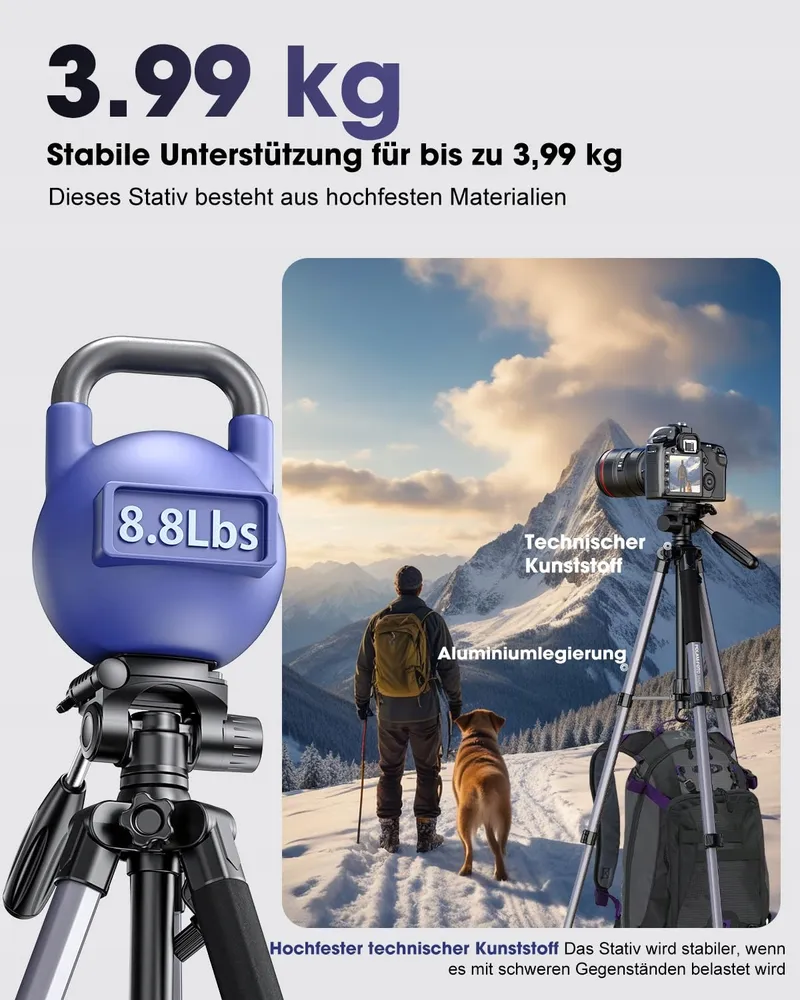 POLAM-FOTO Statief Aluminium 188cm Camera Telefoon Grijs — foto 2