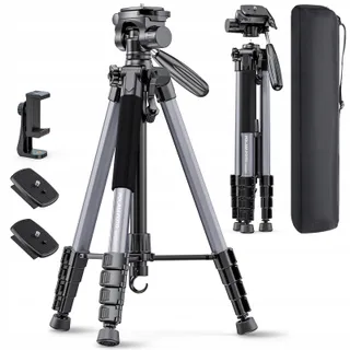 POLAM-FOTO Statief Aluminium 188cm Camera Telefoon Grijs — miniatuur 1