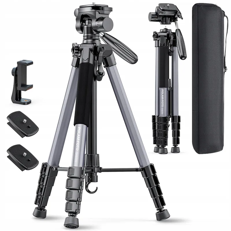 POLAM-FOTO Statief Aluminium 188cm Camera Telefoon Grijs — foto 1