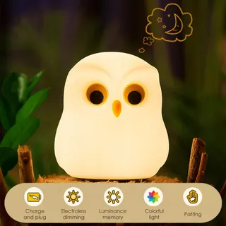 SOWA Uil Nachtlampje Voor Kinderen Silicone Touch USB — miniatuur 6