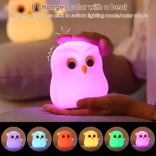 SOWA Uil Nachtlampje Voor Kinderen Silicone Touch USB — miniatuur 2