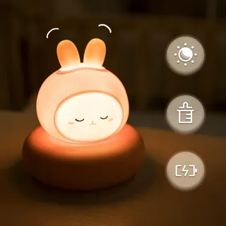 ANNMORE Nachtlampje Kinderen Batterij Konijn Kinderkamer — miniatuur 3