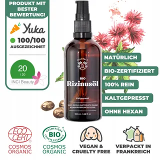 BIONOBLE Ricinusolie Bio Koudgeperst 100ml Voor Haar Wenkbrauwen Wimpers — miniatuur 2