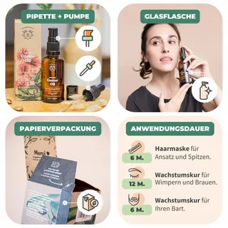 BIONOBLE Ricinusolie Bio Koudgeperst 100ml Voor Haar Wenkbrauwen Wimpers — miniatuur 4