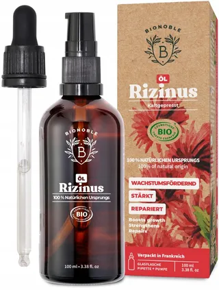BIONOBLE Ricinusolie Bio Koudgeperst 100ml Voor Haar Wenkbrauwen Wimpers — miniatuur 1