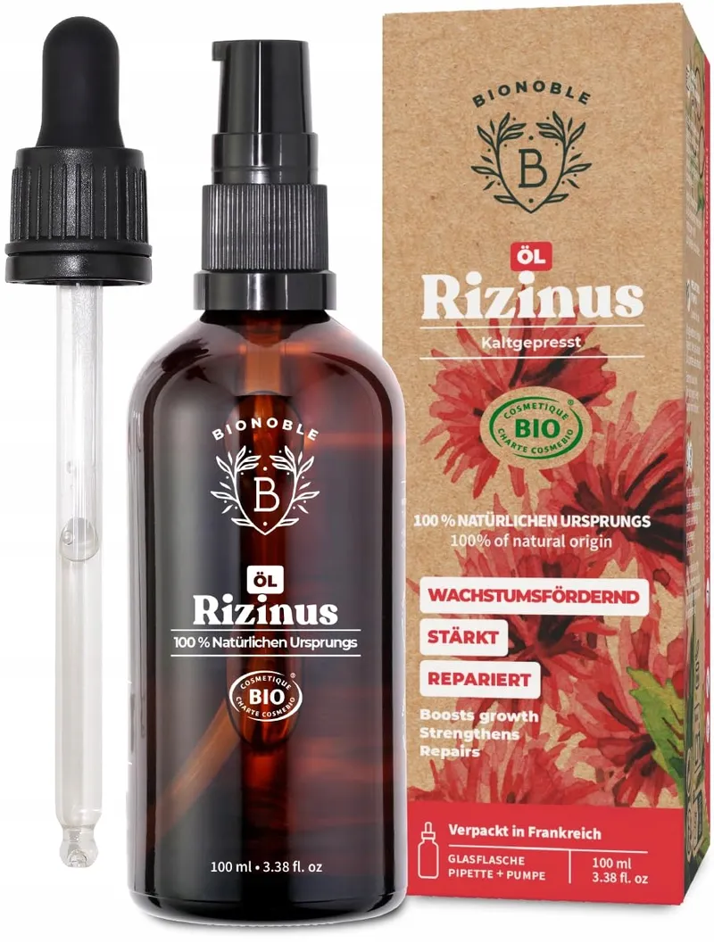 BIONOBLE Ricinusolie Bio Koudgeperst 100ml Voor Haar Wenkbrauwen Wimpers — foto 1