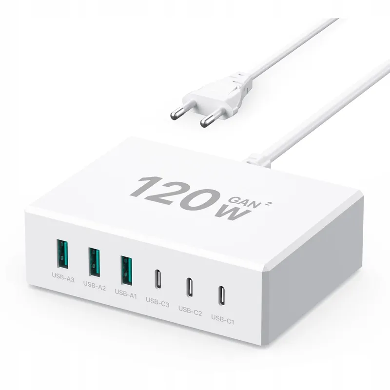 USB C Oplader 120W GaN 6 Poorten iPhone Android — foto 1