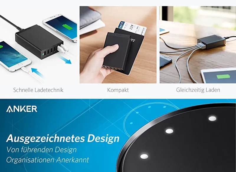 ANKER PowerPort 6 Oplader 60W 6-Poorts USB-C Zwart — foto 9