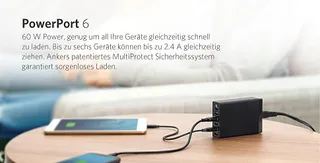 ANKER PowerPort 6 Oplader 60W 6-Poorts USB-C Zwart — miniatuur 8
