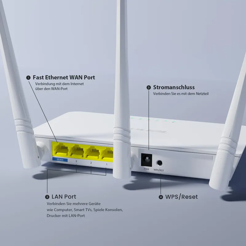 TENDA F3 N300 WLAN Router 300Mb/s 2.4GHz 3 Antennes LAN WAN — foto 3