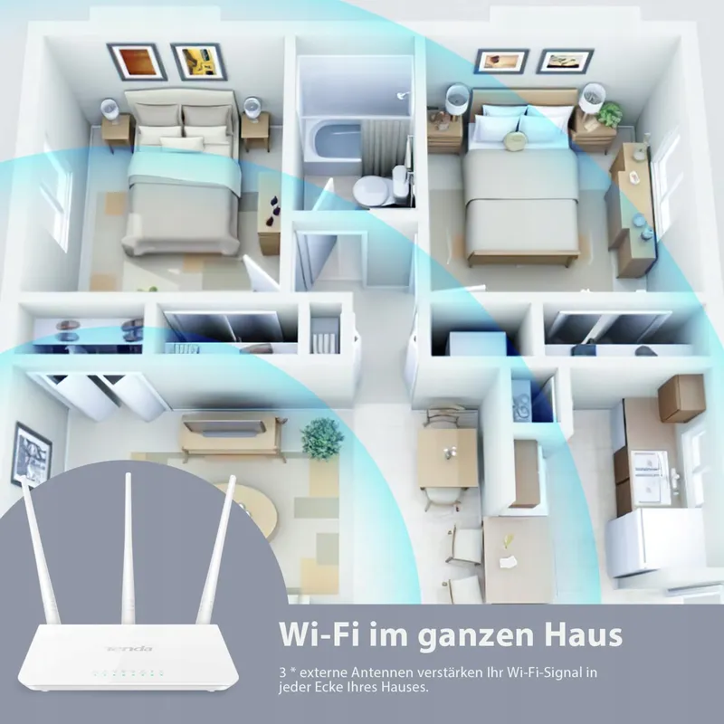 TENDA F3 N300 WLAN Router 300Mb/s 2.4GHz 3 Antennes LAN WAN — foto 4