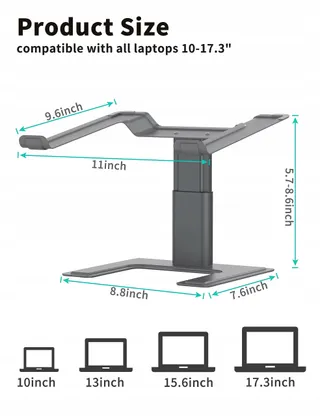 ALASHI Ergonomische Aluminium Laptopstandaard Verstelbare Hoogte Grijs — miniatuur 6