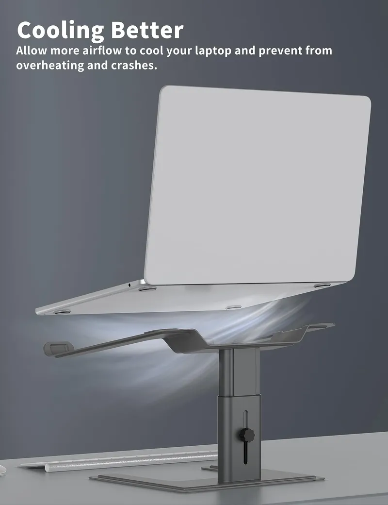 ALASHI Ergonomische Aluminium Laptopstandaard Verstelbare Hoogte Grijs — foto 4