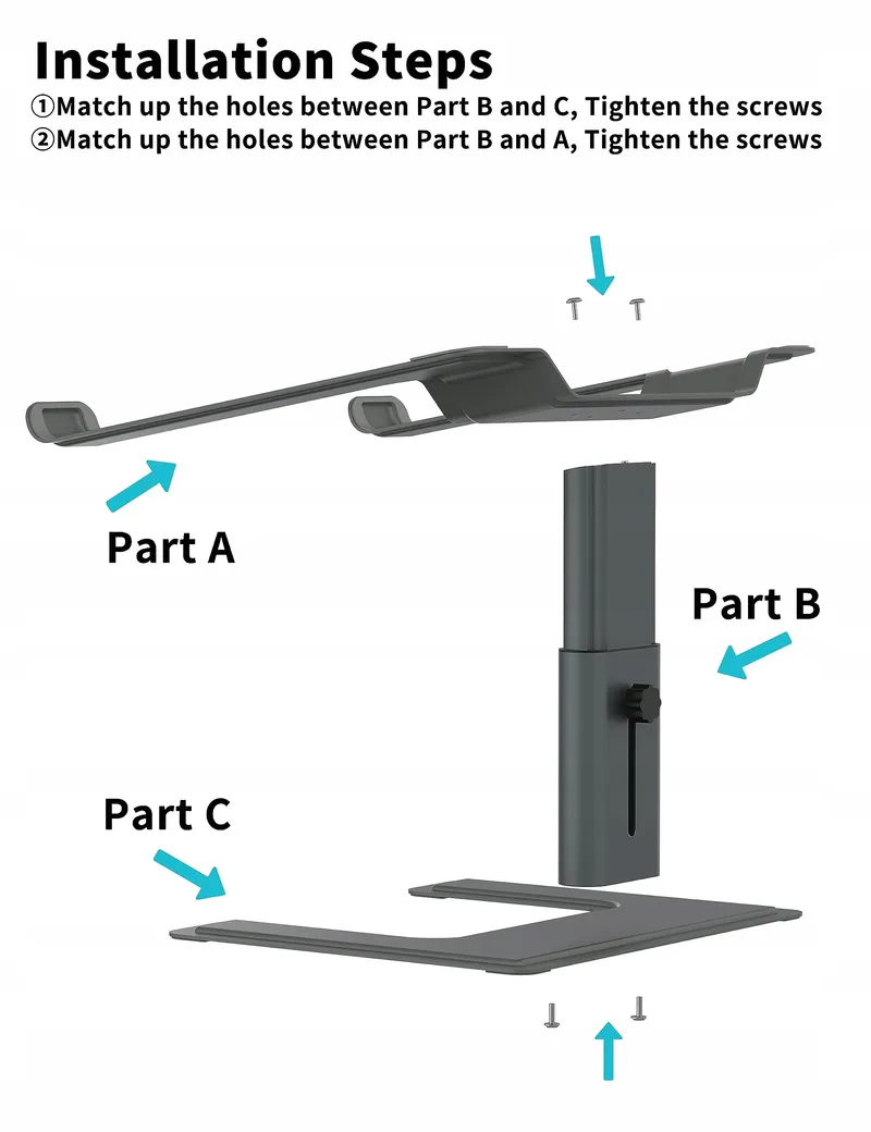 ALASHI Ergonomische Aluminium Laptopstandaard Verstelbare Hoogte Grijs — foto 2