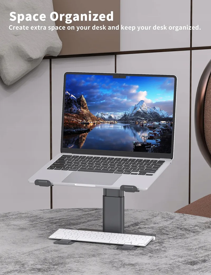 ALASHI Ergonomische Aluminium Laptopstandaard Verstelbare Hoogte Grijs — foto 5