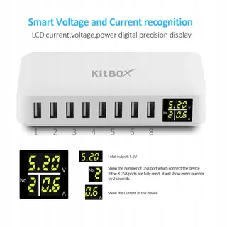 USB Oplader met LED Display 40W 8 Poorten — miniatuur 2
