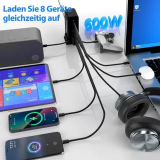 USB-C Oplader 600W 8-Poorts PD 3.0 Snelladen — miniatuur 2