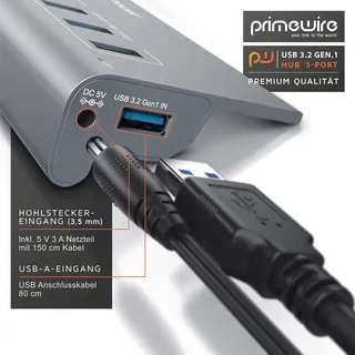 CSL 5-Poorts USB 3.2 Hub Actief Voeding USB Kabel MacBook Laptop — miniatuur 4