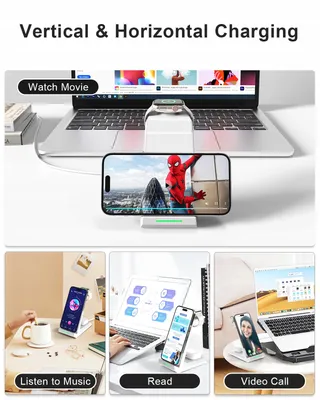 Inductief Laadstation 3-in-1 Apple Watch iPhone Wit — miniatuur 3