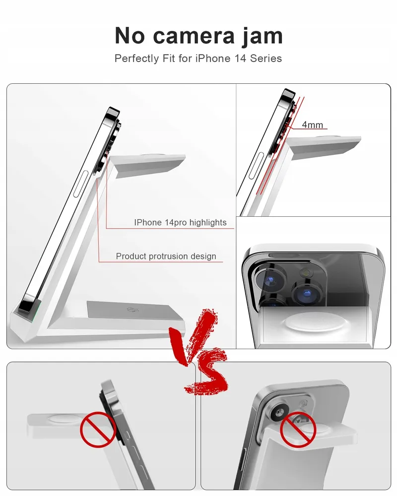 Inductief Laadstation 3-in-1 Apple Watch iPhone Wit — foto 2