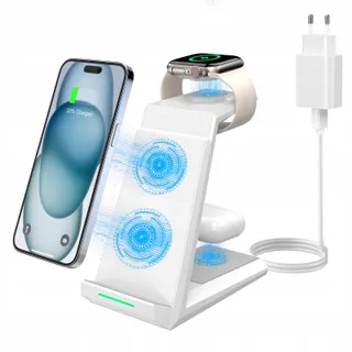 Inductief Laadstation 3-in-1 Apple Watch iPhone Wit — miniatuur 1