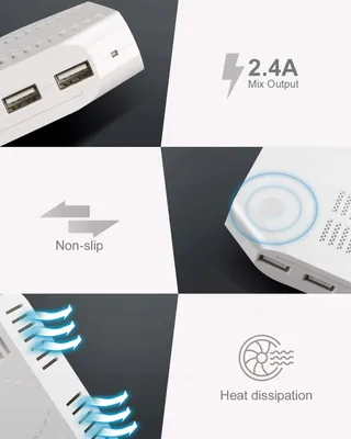 UNITEK Laadstation USB 96W 10 Poorten Smart IC Tablets — miniatuur 2