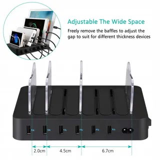 PRITEK USB Laadstation 50W 6 Poorten Voor Telefoons Tablets Koptelefoons — miniatuur 5