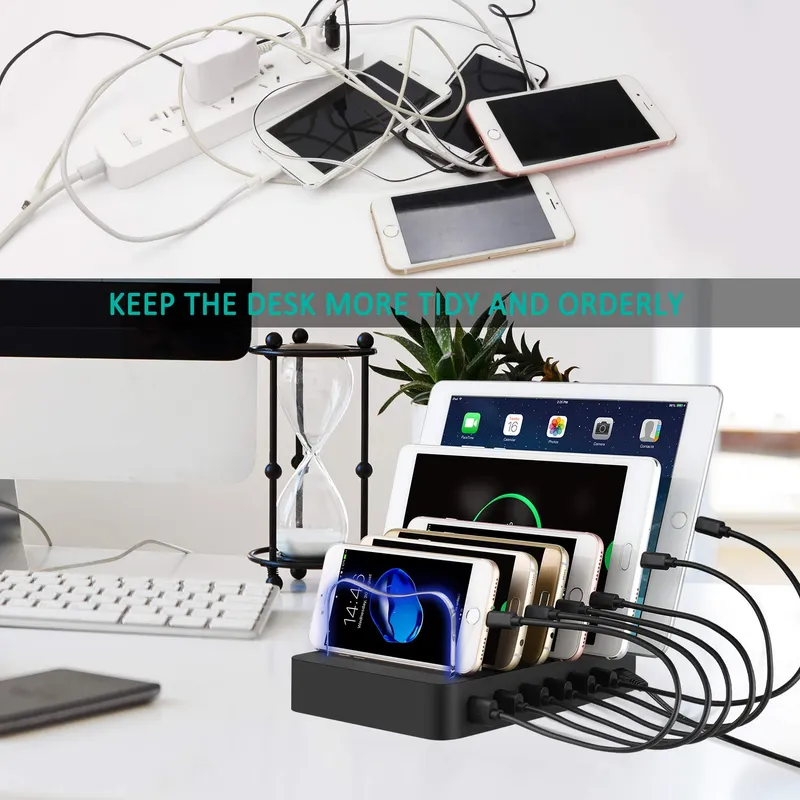 PRITEK USB Laadstation 50W 6 Poorten Voor Telefoons Tablets Koptelefoons — foto 3