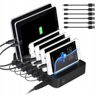 PRITEK USB Laadstation 50W 6 Poorten Voor Telefoons Tablets Koptelefoons — miniatuur 1