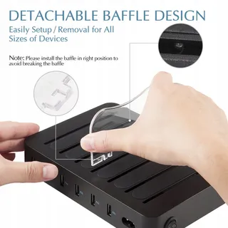 PRITEK USB Laadstation 50W 6 Poorten Voor Telefoons Tablets Koptelefoons — miniatuur 2