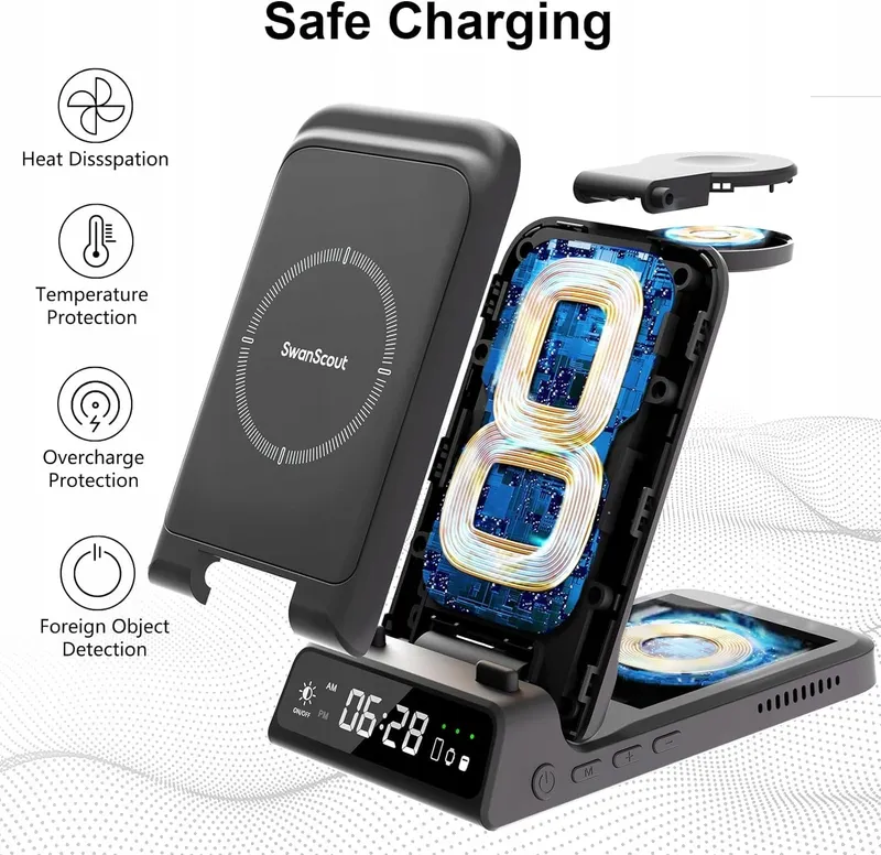 SWANSCOUT Draadloze Oplaadstation 3-in-1 Draagbaar — foto 8