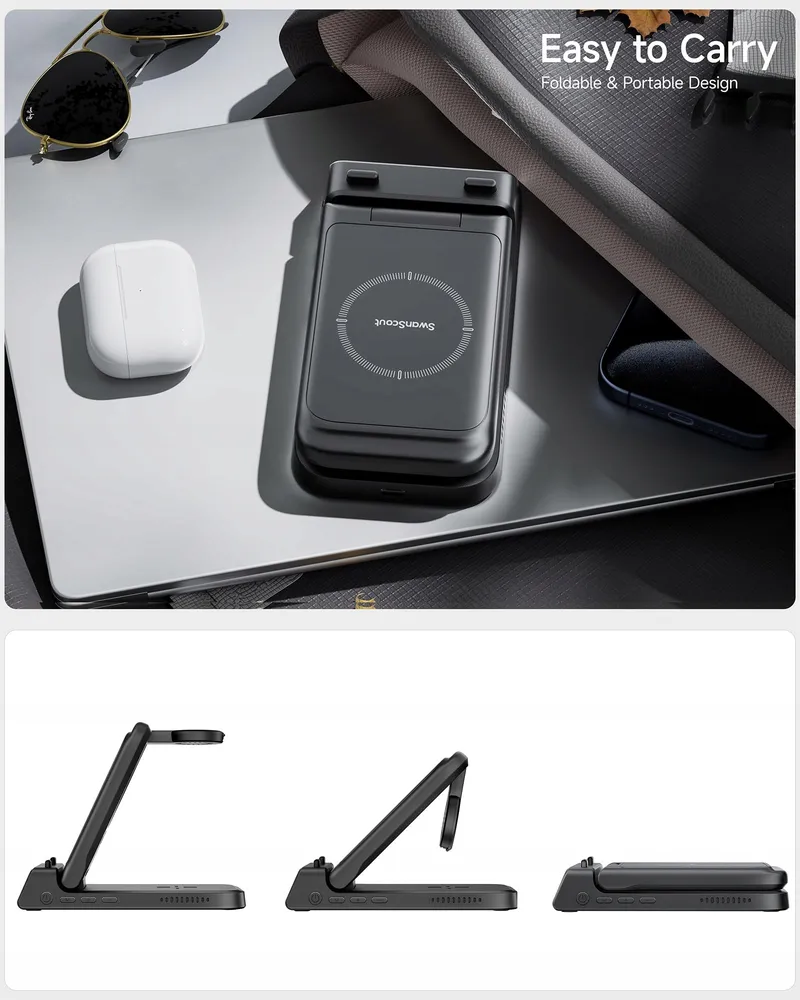 SWANSCOUT Draadloze Oplaadstation 3-in-1 Draagbaar — foto 4