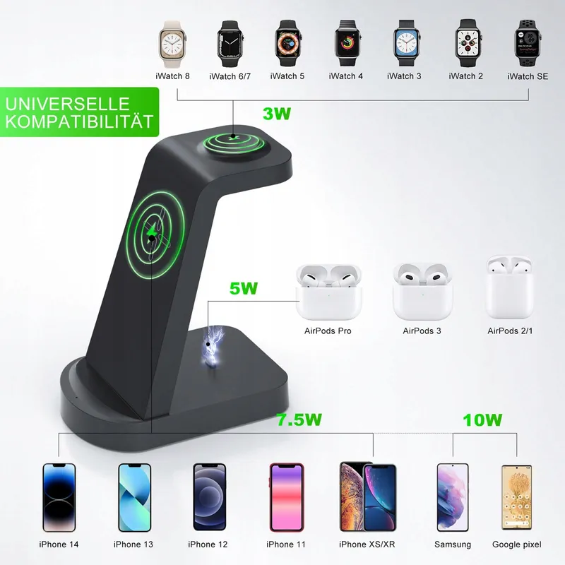 INNISTO Draadloze Oplader 3-in-1 Voor iPhone Apple Watch AirPods — foto 3