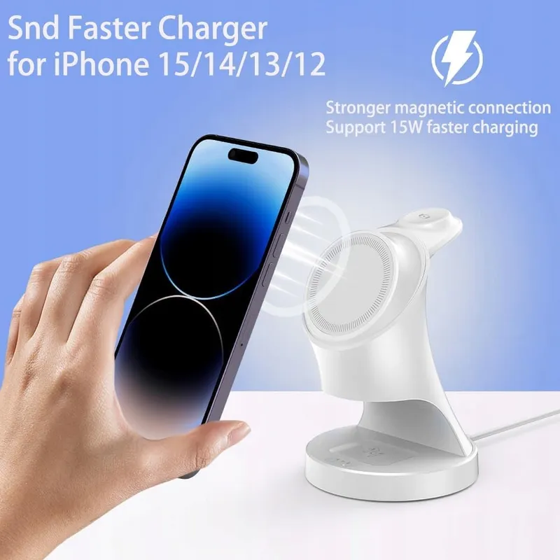 Streamline Draadloze Oplader 3-in-1 iPhone Watch AirPods Wit — foto 6