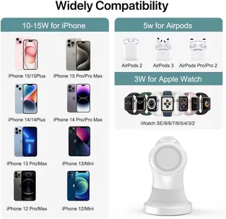 Streamline Draadloze Oplader 3-in-1 iPhone Watch AirPods Wit — miniatuur 5