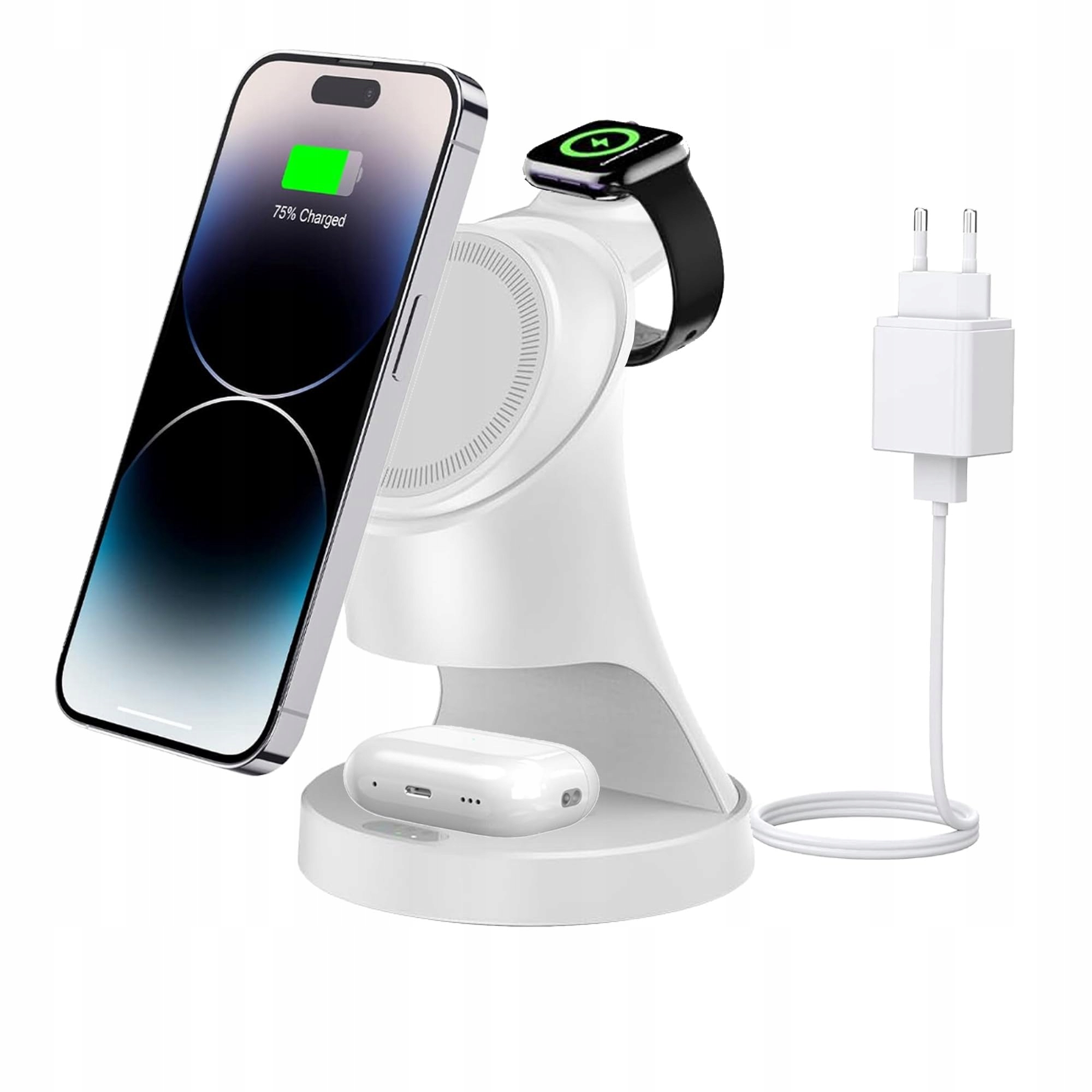 Streamline Draadloze Oplader 3-in-1 iPhone Watch AirPods Wit