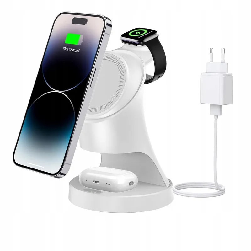 Streamline Draadloze Oplader 3-in-1 iPhone Watch AirPods Wit — foto 1
