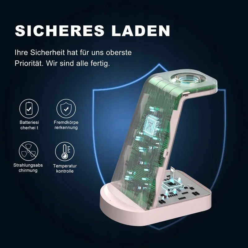 INNISTO Draadloze Oplader 3-in-1 18W iPhone Apple Watch AirPods Roze — foto 5