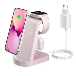 INNISTO Draadloze Oplader 3-in-1 18W iPhone Apple Watch AirPods Roze — miniatuur 1