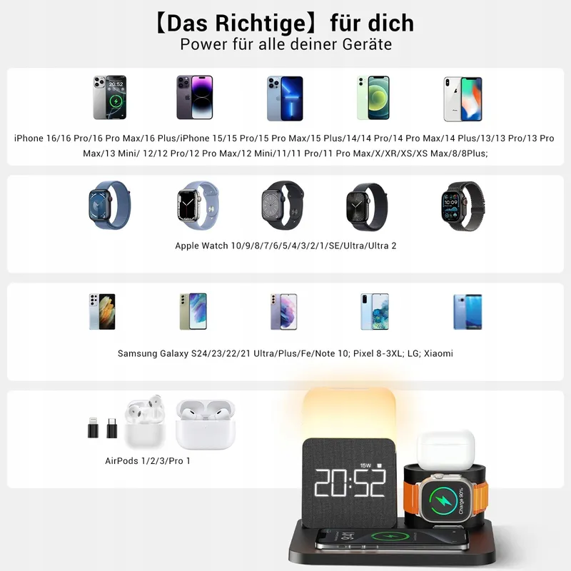COLSUR Laadstation 3-in-1 Apple Watch iPhone AirPods Lampje — foto 5