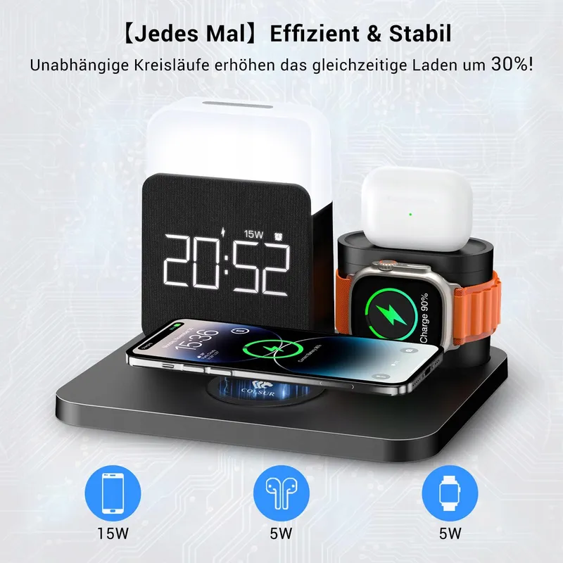 COLSUR Laadstation 3-in-1 Apple Watch iPhone AirPods Lampje — foto 3