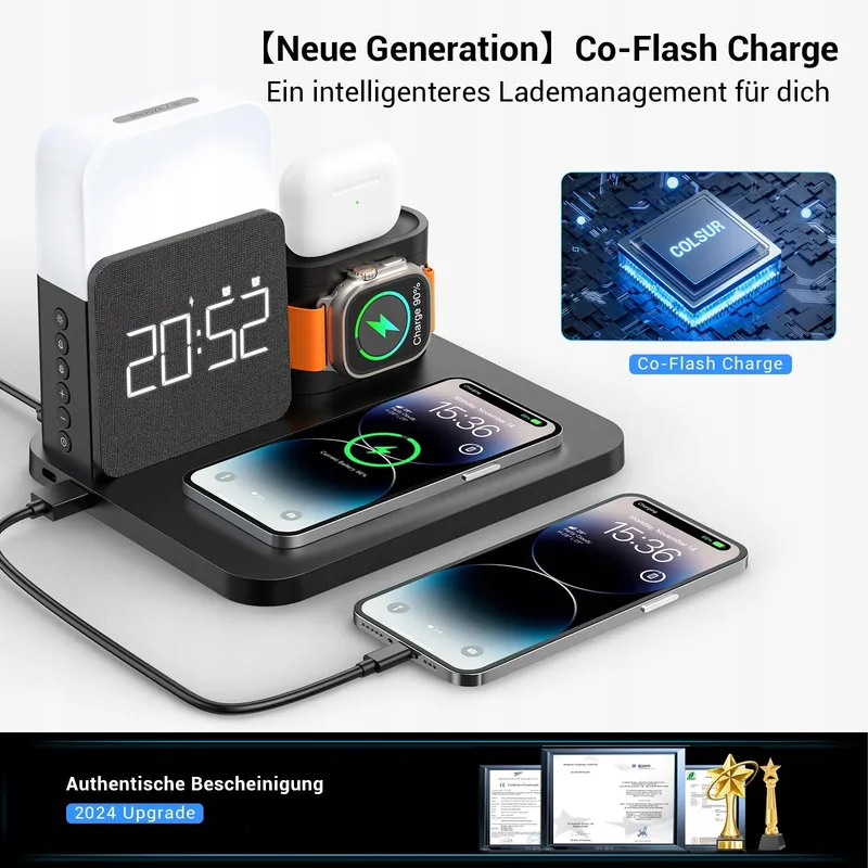 COLSUR Laadstation 3-in-1 Apple Watch iPhone AirPods Lampje — foto 2