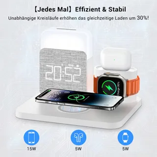 COLSUR Laadstation 3-in-1 Apple Watch iPhone AirPods Lamp Wekker — miniatuur 3