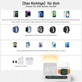 COLSUR Laadstation 3-in-1 Apple Watch iPhone AirPods Lamp Wekker — miniatuur 5