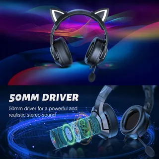 PHNIXGAM Gaming Koptelefoon PS4 PS5 Xbox PC RGB Surround Zwart — miniatuur 3