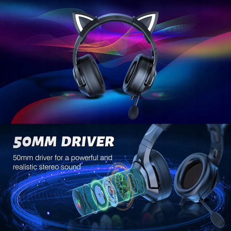 PHNIXGAM Gaming Koptelefoon PS4 PS5 Xbox PC RGB Surround Zwart — foto 3