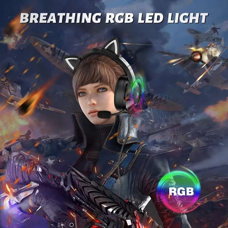 PHNIXGAM Gaming Koptelefoon PS4 PS5 Xbox PC RGB Surround Zwart — foto 2