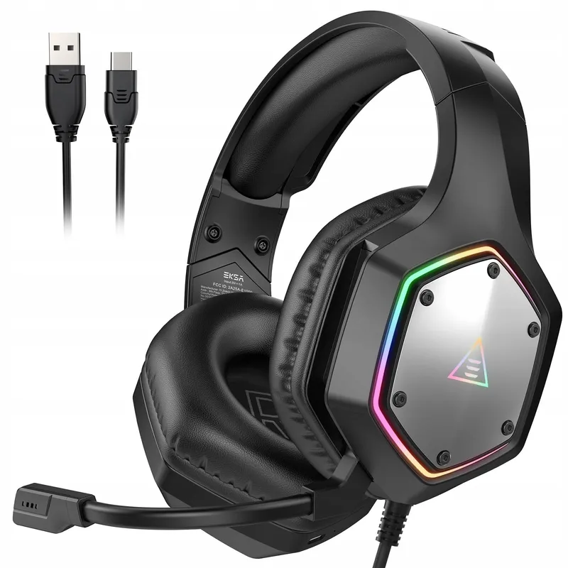 EKSA E1000V2 Gaming Headset USB-C USB-A Mic 7.1 RGB PC PS4 PS5 — foto 1
