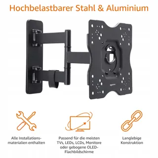 AMAZON BASICS TV Wandbeugel Draaibaar 26-55 Inch VESA 400x400 — miniatuur 2